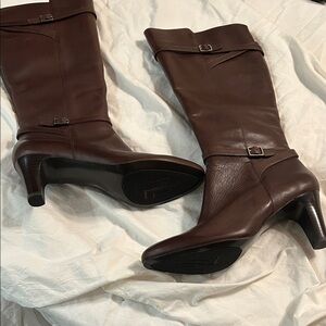 Ralph Lauren sateen brown leather boots size 9